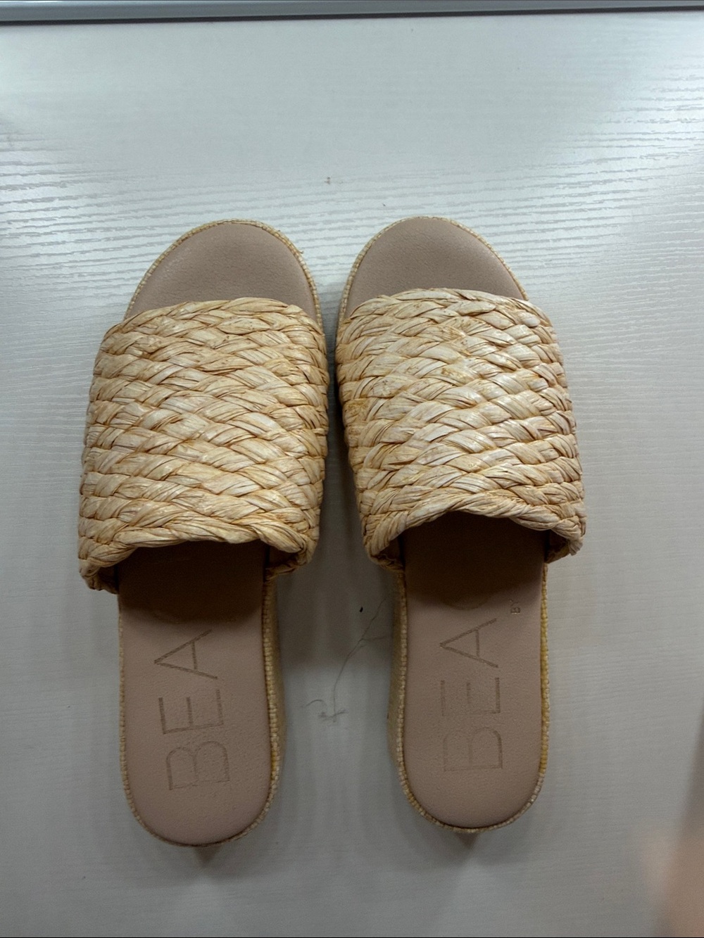 Natural Woven Slide Sandals - Women's Tan